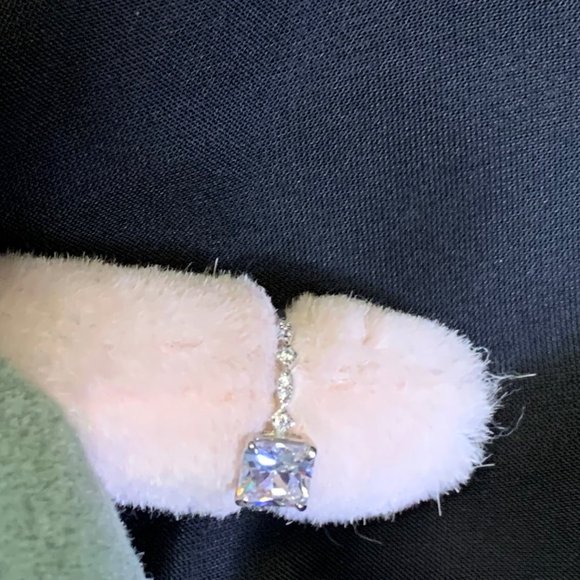 Silver Tone Square Clear Stone Ring with Smaller Stones Size 7 3/4 - Picture 8 of 11